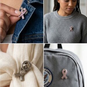 Elegant Pink Ribbon Brooch